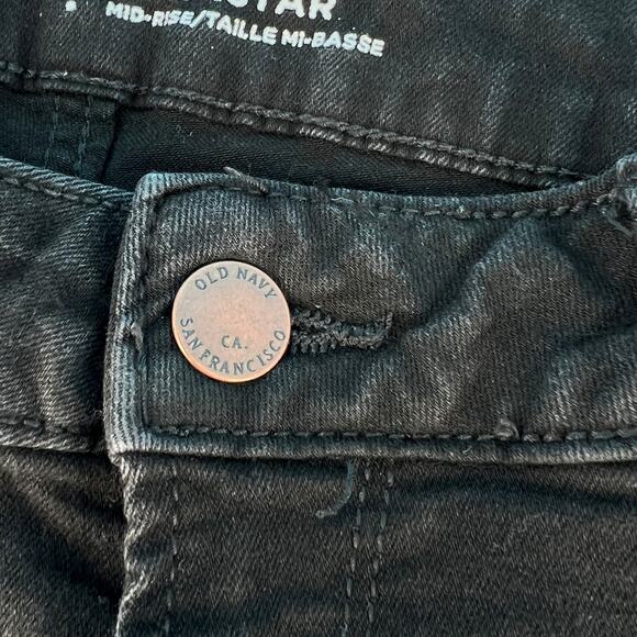Old Navy RockStar Mid Rise Skinny Jeans Black Size 10 Long - Picture 4 of 13